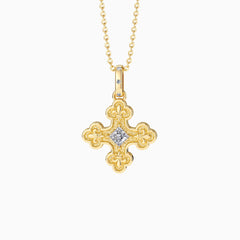 Byzantine Fleur De Lis Cross Pendant Necklace
