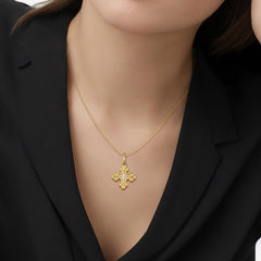 Byzantine Fleur De Lis Cross Pendant Necklace