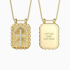 Let Go And Let God Cross Medallion Pendant Engraved Necklace