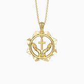Divine Radiance Praying Hands Cross Pendant Necklace