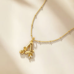 Almond Blossom Letter A Pendant Necklace