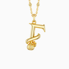 Fig Blossom Letter F Pendant Necklace