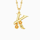 Kalmia Flower Blossom Letter K Pendant Necklace