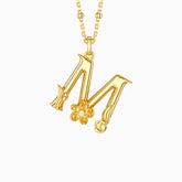 Myrtle Blossom Letter M Pendant Necklace