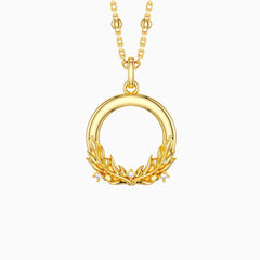 Olive Branch Blossom Letter O Pendant Necklace