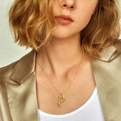 Palm Branch Blossom Letter P Pendant Necklace