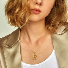 Rose Blossom Letter R Pendant Necklace