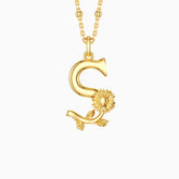 Sunflower Blossom Letter S Pendant Necklace
