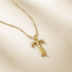 Tulip Blossom Letter T Pendant Necklace