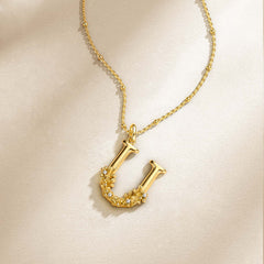 Uva Ursi Blossom Letter U Pendant Necklace