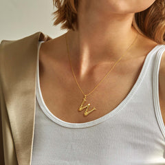 Willow Blossom Letter W Pendant Necklace