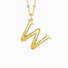 Willow Blossom Letter W Pendant Necklace