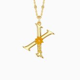 Xeranthemum Blossom Letter X Pendant Necklace
