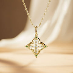 Lucky Four-Leaf Clover Cross Amulet Pendant Necklace