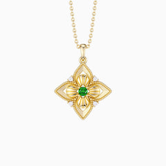 Lucky Radiance Clover Charm Milgrain Pendant Necklace