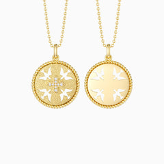 Boundless Love Cut-Out Doves Cross Medallion Necklace