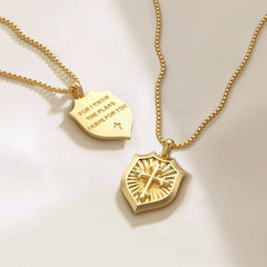 Radiant Shield Cross Protection Pendant Medallion Necklace