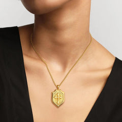 Radiant Shield Cross Protection Pendant Medallion Necklace