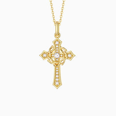 Cross and Crown of Thorns Faith Pendant Necklace