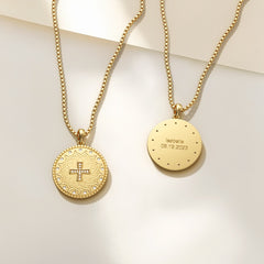 Personalized Cross Crown of Thorns Medallion Necklace