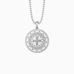 Personalized Cross Crown of Thorns Medallion Necklace