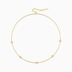 Beaded Bezel-Set Station Necklace