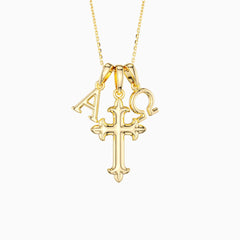 Alpha Omega Cross Pendant Necklace