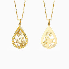 Parable of the Workers in the Vineyard Dove Cross Pear Pendant Necklace