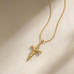 Floral Cross September Morning Glory Birth Flower Necklace