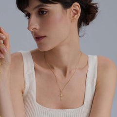 Floral Cross September Morning Glory Birth Flower Necklace