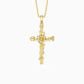 Floral Cross September Morning Glory Birth Flower Necklace