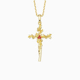 Floral Cross December Holly Birth Flower Necklace