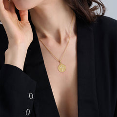 Alpha Omega Cross Medallion Necklace