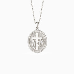 Madonna Lily Cross Medallion Necklace