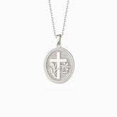 Personalized Madonna Lily Cross Medallion Necklace