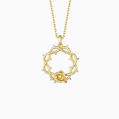 Crown of Thorns Rose Pendant Necklace