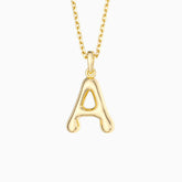 Bubble Initial Letter A Pendant Necklace