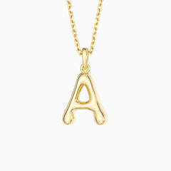 Bubble Initial Letter A Pendant Necklace