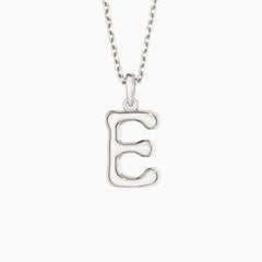 Bubble Initial Letter E Pendant Necklace