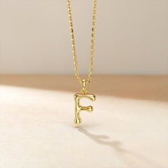 Bubble Initial Letter F Pendant Necklace