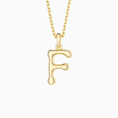 Bubble Initial Letter F Pendant Necklace