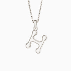 Bubble Initial Letter H Pendant Necklace