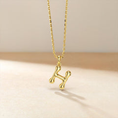 Bubble Initial Letter H Pendant Necklace