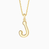 Bubble Initial Letter J Pendant Necklace