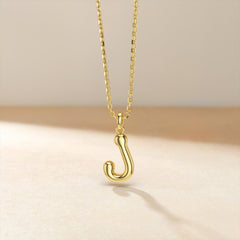 Bubble Initial Letter J Pendant Necklace