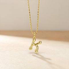 Bubble Initial Letter K Pendant Necklace