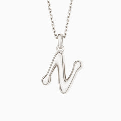 Bubble Initial Letter N Pendant Necklace