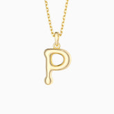 Bubble Initial Letter P Pendant Necklace