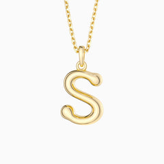 Bubble Initial Letter S Pendant Necklace