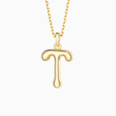 Bubble Initial Letter T Pendant Necklace